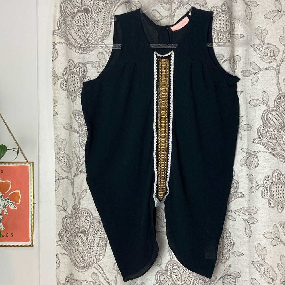 sass & bide “sweet spot” Black, Gold & White Flowy Tank Blouse